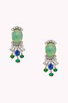 Buy_Rowas Jewels_Green Diamond Regal Tapestry Earrings _at_Aza_Fashions