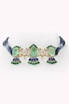 Buy_Rowas Jewels_Green Diamond 18kt Gold Regal Tapestry Choker _at_Aza_Fashions