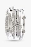 Buy_Rowas Jewels_Silver Plated Diamonds 18kt Gold Bunch Ring _at_Aza_Fashions