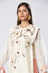 Buy_Madder Much_Ivory Outer 80% Cotton Embroidered Silk Canna Floral Panelled Top With Pant _Online_at_Aza_Fashions