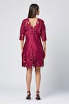 Shop_Madder Much_Wine Outer Blend Of Viscose And Art Silk Embroidered Cassie Floral Cutrwork Dress _at_Aza_Fashions