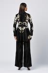 Shop_Madder Much_Black Outer 80% Cotton Embroidered Silk Dalton Peplum Jacket With Flared Pant _at_Aza_Fashions