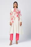 Buy_Madder Much_Ivory Outer 80% Cotton Embroidered Silk Thread Round Eira Tunic With Pant _at_Aza_Fashions