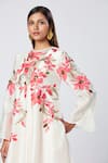 Madder Much_Ivory Outer 80% Cotton Embroidered Silk Thread Round Eira Tunic With Pant _Online_at_Aza_Fashions