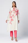 Buy_Madder Much_Ivory Outer 80% Cotton Embroidered Silk Thread Round Eira Tunic With Pant _Online_at_Aza_Fashions