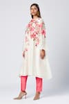 Madder Much_Ivory Outer 80% Cotton Embroidered Silk Thread Round Eira Tunic With Pant _at_Aza_Fashions