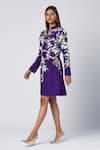 Madder Much_Purple Outer Blend Of Viscose And Art Embroidered Haya Blazer Dress _Online_at_Aza_Fashions