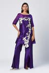 Buy_Madder Much_Purple Outer 80% Cotton Embroidered Silk Thread Lexie Tunic With Slit Pant _at_Aza_Fashions