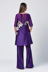 Shop_Madder Much_Purple Outer 80% Cotton Embroidered Silk Thread Lexie Tunic With Slit Pant _at_Aza_Fashions