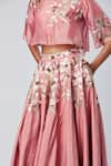 Madder Much_Pink Outer 80% Cotton Embroidered Silk Tiana Lehenga With Layered Crop Top _at_Aza_Fashions