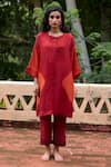 Buy_Medha_Red Kurta Pure Silk Embroidery Tie Dye Round Placement And Pant Set _at_Aza_Fashions