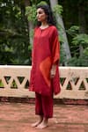 Shop_Medha_Red Kurta Pure Silk Embroidery Tie Dye Round Placement And Pant Set _Online_at_Aza_Fashions