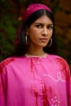 Medha_Pink Cotton Embroidery Bandhani Round Pattern Shirt And Pant Set _Online_at_Aza_Fashions