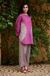 Buy_Medha_Pink Cotton Embroidery Bandhani Round Placement Pattern Shirt And Pant Set _at_Aza_Fashions