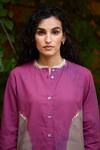 Medha_Pink Cotton Embroidery Bandhani Round Placement Pattern Shirt And Pant Set _Online_at_Aza_Fashions