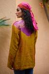 Shop_Medha_Yellow Cotton Embroidery Bandhani Collar Placement Pattern Jacket _at_Aza_Fashions