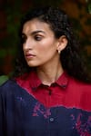 Medha_Blue Pure Silk Tie Dye Collar Placement Pattern Shirt _Online_at_Aza_Fashions