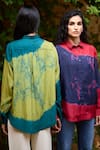 Buy_Medha_Blue Pure Silk Tie Dye Collar Placement Pattern Shirt _Online_at_Aza_Fashions