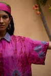 Buy_Medha_Pink Pure Silk Bandhani Collar Tie Dye Ombre Shirt _Online_at_Aza_Fashions