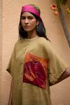 Shop_Medha_Green Cotton Tie Dye Round Placement Pattern Top _at_Aza_Fashions