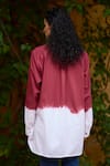 Shop_Medha_Maroon Cotton Tie Dye Collar Placement Shirt _at_Aza_Fashions