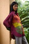 Buy_Medha_Multi Color Pure Silk Tie Dye Collar Panelled Shirt _Online_at_Aza_Fashions