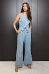 Buy_Nassh_Blue Denim Embellished Sequin V-neck Jumpsuit _Online_at_Aza_Fashions