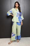 Buy_Nassh_Multi Color Linen Printed Floral Shirt Collar Meadow Blossom With Pant _at_Aza_Fashions