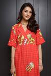 Nassh_Multi Color Linen Printed Marine Lapel Collar Finn Dress _at_Aza_Fashions