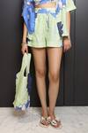 Nassh_Multi Color Linen Printed Floral  Collar Meadow Blossom Shorts Set _Online_at_Aza_Fashions