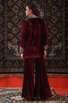 Shop_Sabe_Wine Velvet Embroidery Zardozi V Neck Neckline Short Kurta And Sharara Set _at_Aza_Fashions