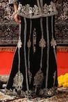 Buy_Sabe_Black Velvet Embroidery Floral Plunge Neck Peplum Kurta With Sharara _Online_at_Aza_Fashions