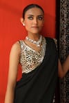 Sabe_Black Georgette Embroidery Mirror Plunge Neck Saree With Blouse _at_Aza_Fashions