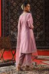 Shop_Sabe_Purple Silk Embroidery Floral Notched Neck Gota Patti Kurta Salwar Set _at_Aza_Fashions