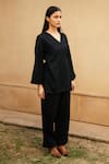 Buy_RAAS LIFE_Black Merino Wool Solid V Neck Pansy Top And Pant Co-ord Set 