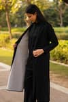 Buy_RAAS LIFE_Black Merino Wool Solid Open Alaska A-line Jacket _Online_at_Aza_Fashions