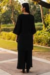 Shop_RAAS LIFE_Black Merino Wool Solid Square Dark Dimension Kurta With Pant _at_Aza_Fashions