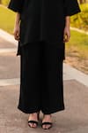 RAAS LIFE_Black Merino Wool Solid Square Dark Dimension Kurta With Pant _Online_at_Aza_Fashions