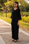 Buy_RAAS LIFE_Black Merino Wool Solid Square Dark Dimension Kurta With Pant _Online_at_Aza_Fashions