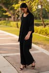 Shop_RAAS LIFE_Black Merino Wool Solid Square Dark Dimension Kurta With Pant _Online_at_Aza_Fashions