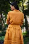 Buy_RAAS LIFE_Yellow Merino Wool Pintucked Collar Neck Misha Solid Shirt With Skirt _Online_at_Aza_Fashions