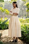 Buy_RAAS LIFE_Cream Merino Wool Pintucked Misha Skirt _at_Aza_Fashions