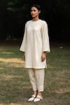 Buy_RAAS LIFE_Cream Merino Wool Solid Round Neck Iris Kurta With Trouser _at_Aza_Fashions