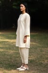 Buy_RAAS LIFE_Cream Merino Wool Solid Round Neck Iris Kurta With Trouser _Online_at_Aza_Fashions