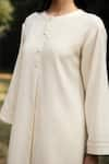 Shop_RAAS LIFE_Cream Merino Wool Solid Round Neck Iris Kurta With Trouser _Online_at_Aza_Fashions