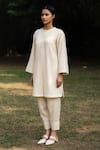 RAAS LIFE_Cream Merino Wool Solid Round Neck Iris Kurta Set _Online_at_Aza_Fashions