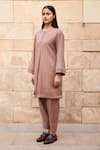 Buy_RAAS LIFE_Purple Merino Wool Solid Round Neck Iris Plain Kurta With Trouser _Online_at_Aza_Fashions