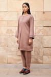 Buy_RAAS LIFE_Cream Merino Wool Solid Round Neck Iris Plain Kurta Set _Online_at_Aza_Fashions