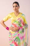 Ruar India_Multi Color Pure Georgette Samdariyo Pattern Embellished Saree With Blouse _at_Aza_Fashions