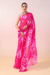 Buy_Ruar India_Pink Pure Chiffon Leheriya Gulabi Nagri Batik Embellished Saree With Blouse _at_Aza_Fashions